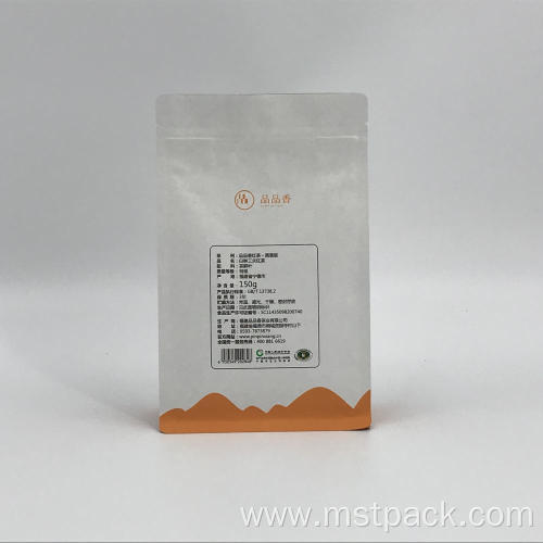 Flat Bottom White Paper with Zipper For Tea